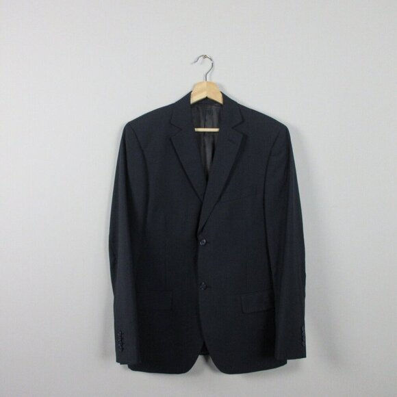 Angelico Viapiana Suit 100% Wool Men Size 48 Black Single Breasted Business 790 - Picture 2 of 15